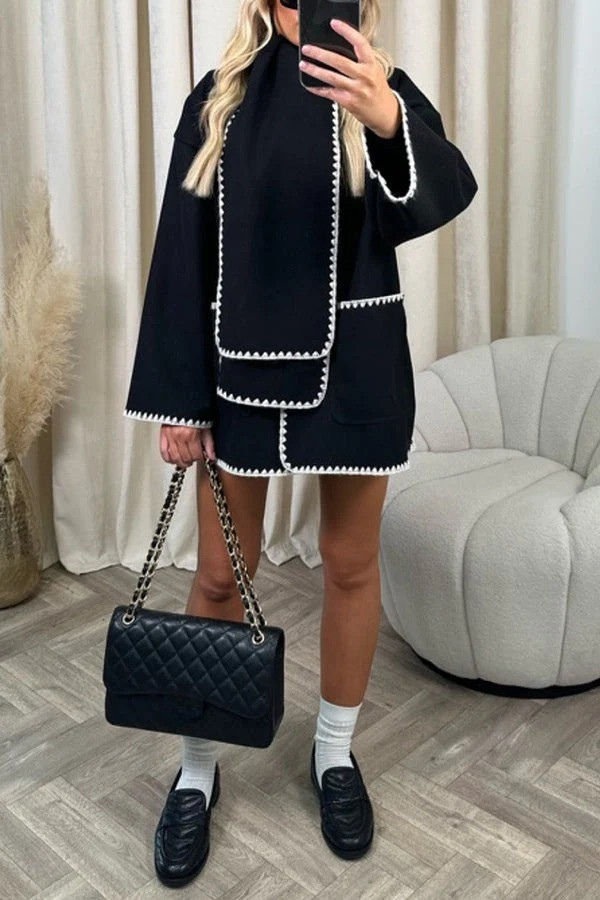 Abrigo ligero con cuello de solapa y acabado lana