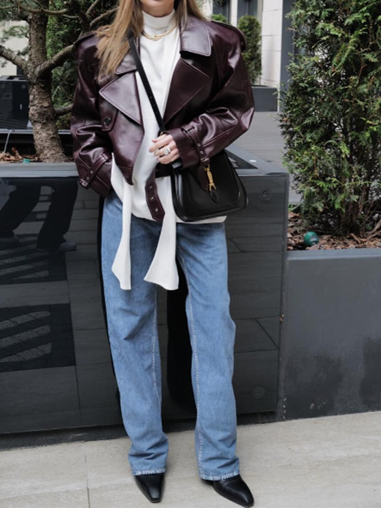 CAOS | CHAQUETA TENDENCIA BURDEOS EN CUERO VEGANO