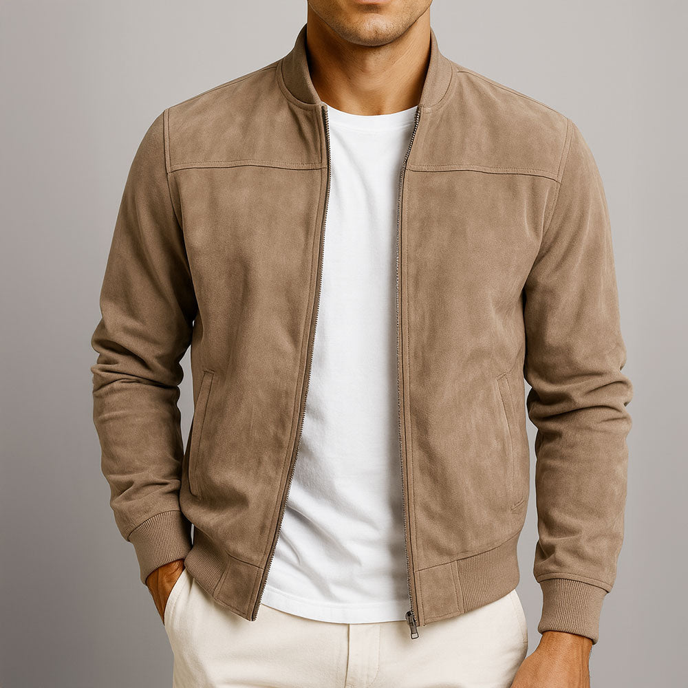 Elegante chaqueta de ante