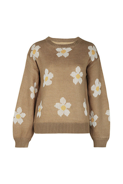 Jersey jacquard de flores de otoño e invierno