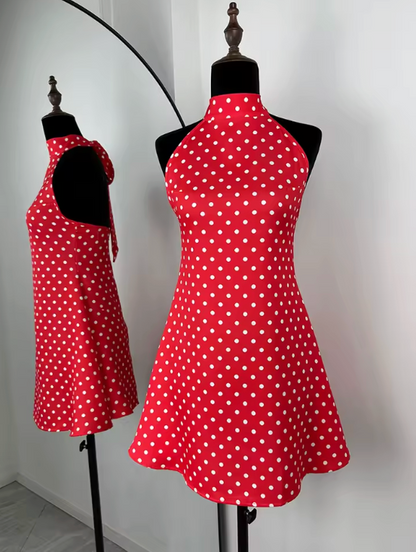 Lunea - Vestido Halter Polka Algodón y Poliéster