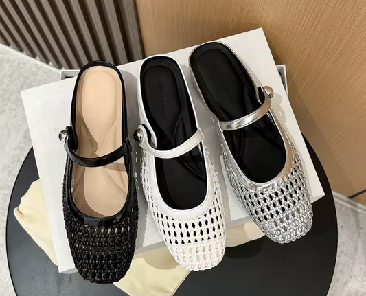 ✨👡 ¡NOVEDAD para 2026! Mules (zuecos) de mujer en tejido trenzado con punta cuadrada y cierre Mary Jane.🌸💖🎀