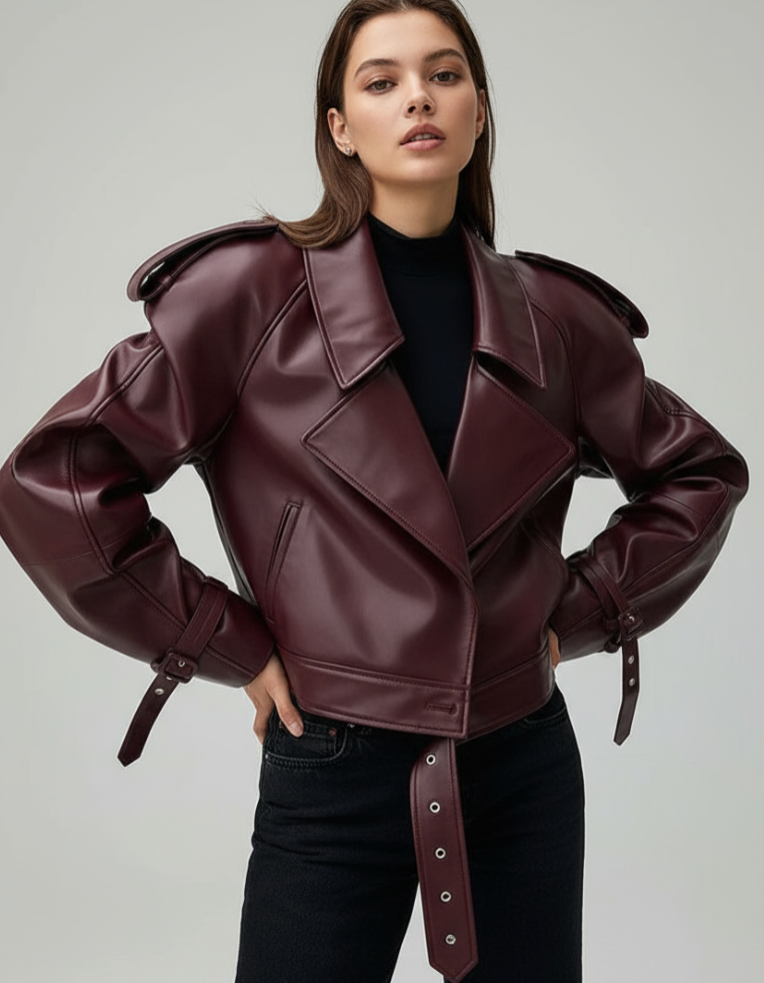 CAOS | CHAQUETA TENDENCIA BURDEOS EN CUERO VEGANO
