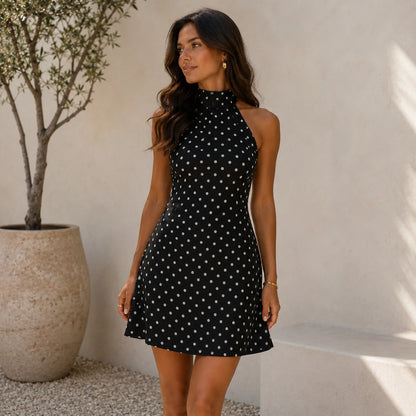 Lunea - Vestido Halter Polka Algodón y Poliéster