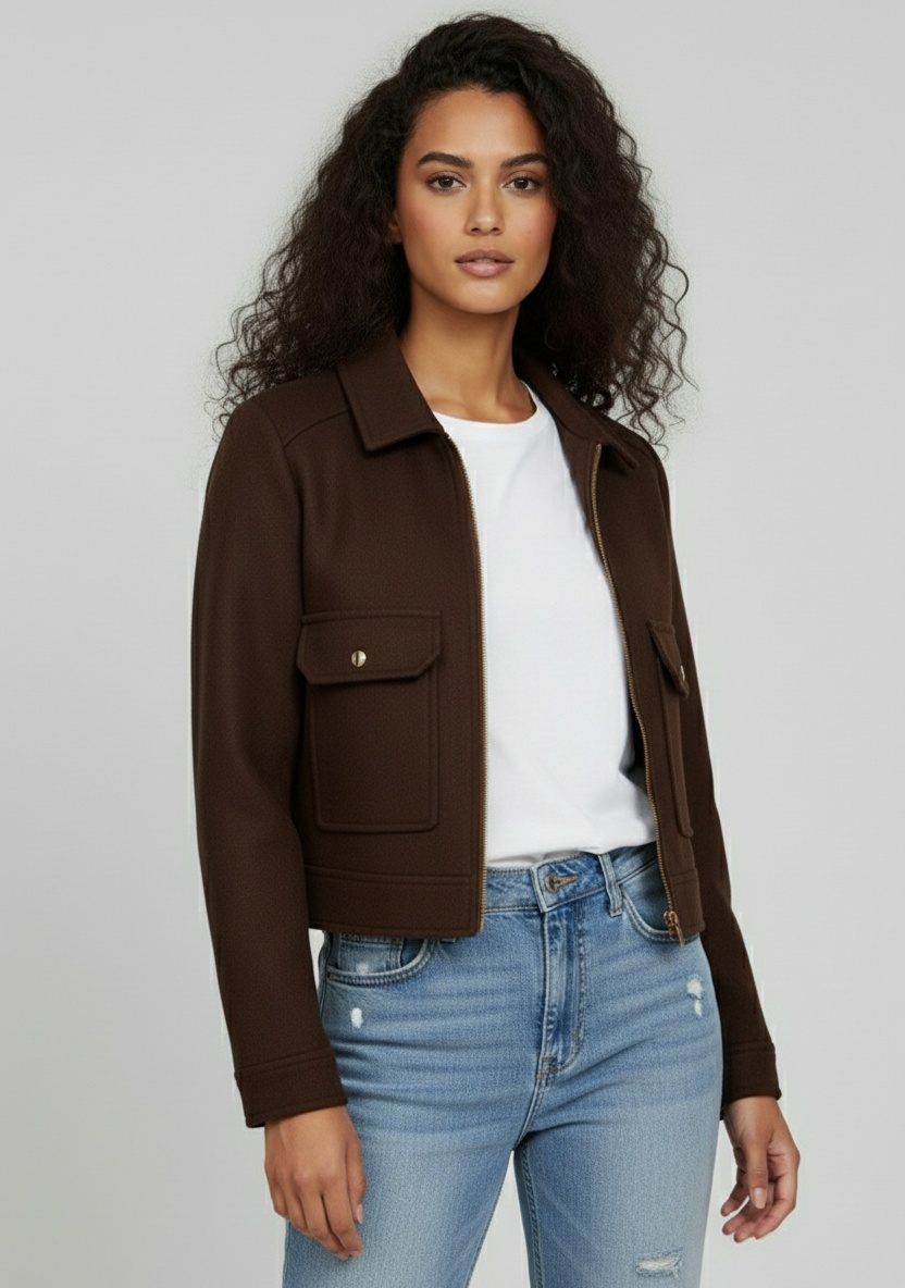 Chaqueta Moderna Corta con Cremallera