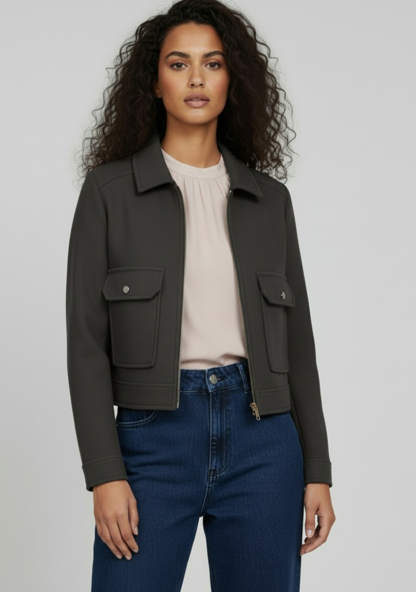 Chaqueta Moderna Corta con Cremallera