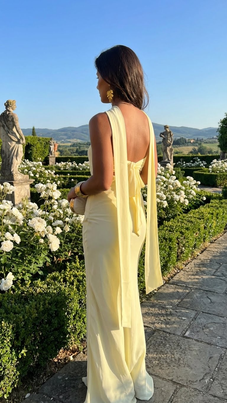 Catalina - Vestido amarillo pastel con flor
