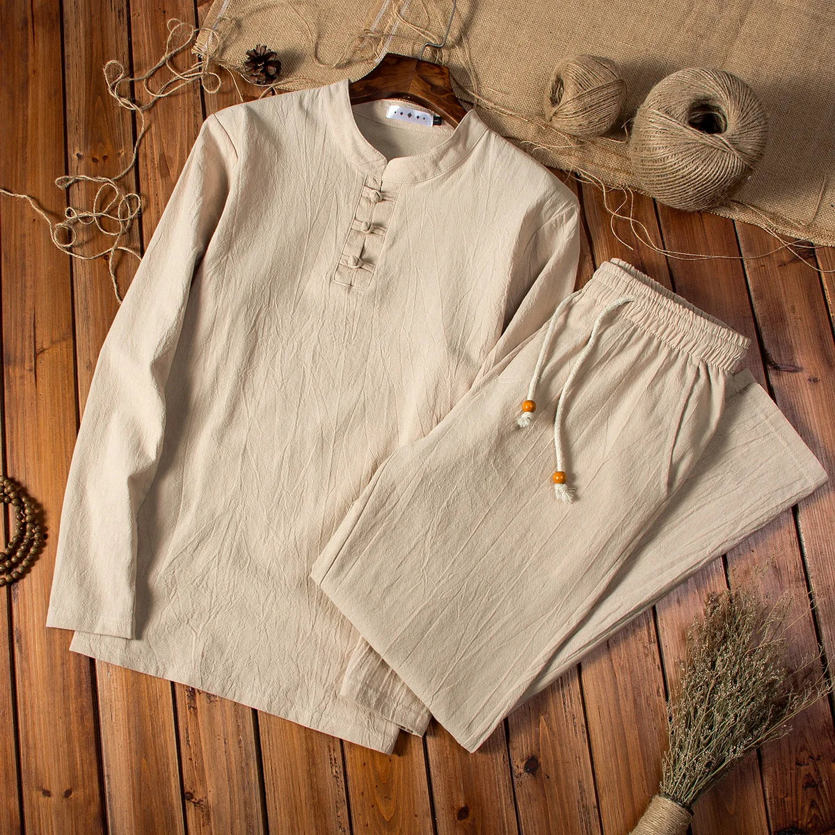 SANLÚCAR - Conjunto estilo chino de lino