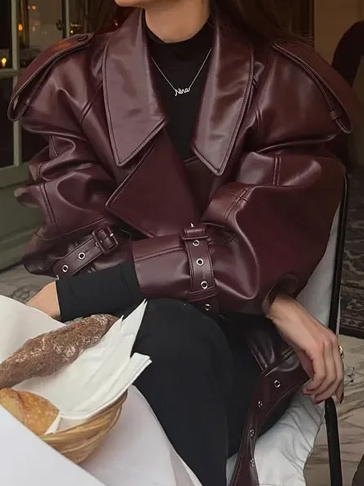 CAOS | CHAQUETA TENDENCIA BURDEOS EN CUERO VEGANO