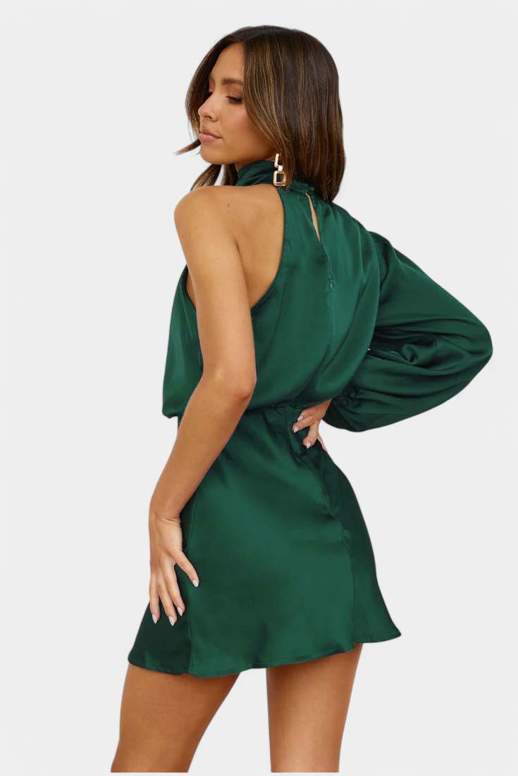 Mara Vestido Mini Drapado de Un Hombro