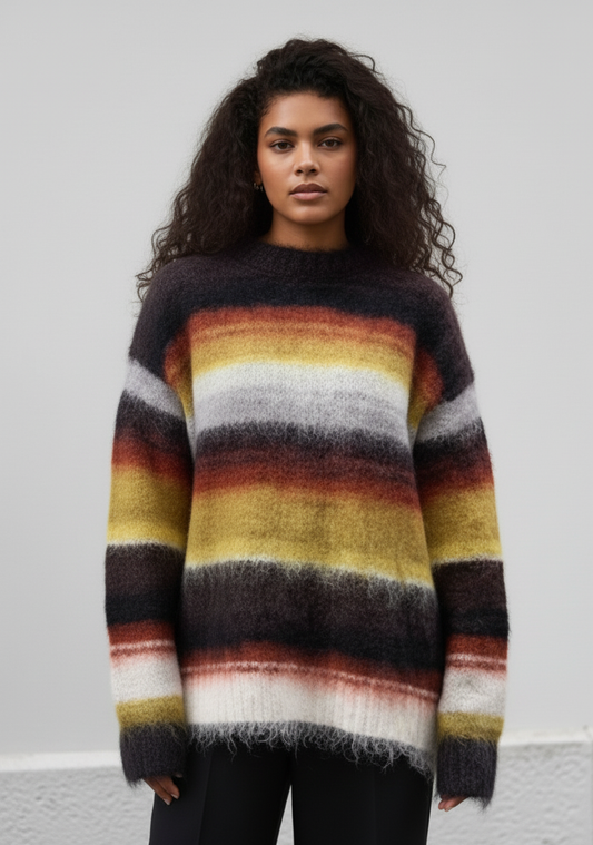 Suéter a rayas de varios colores estilo vintage