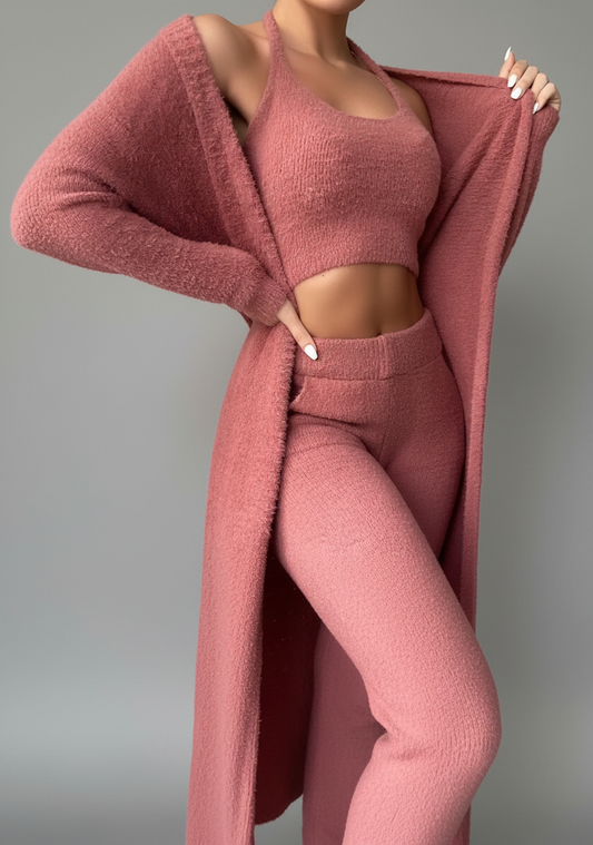 Conjunto de casa de tres piezas de tela suave