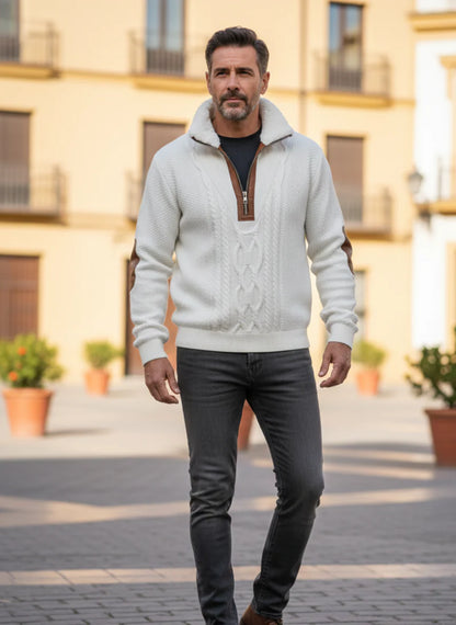 FAUSTO | JERSEY CON CREMALLERA Y CUELLO ALTO FORRADO