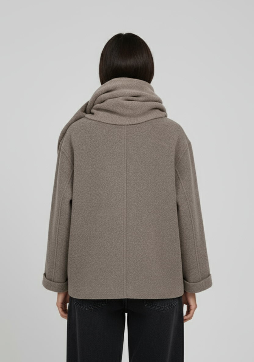 Abrigo Elegante con Bufanda - Kenia Blanco