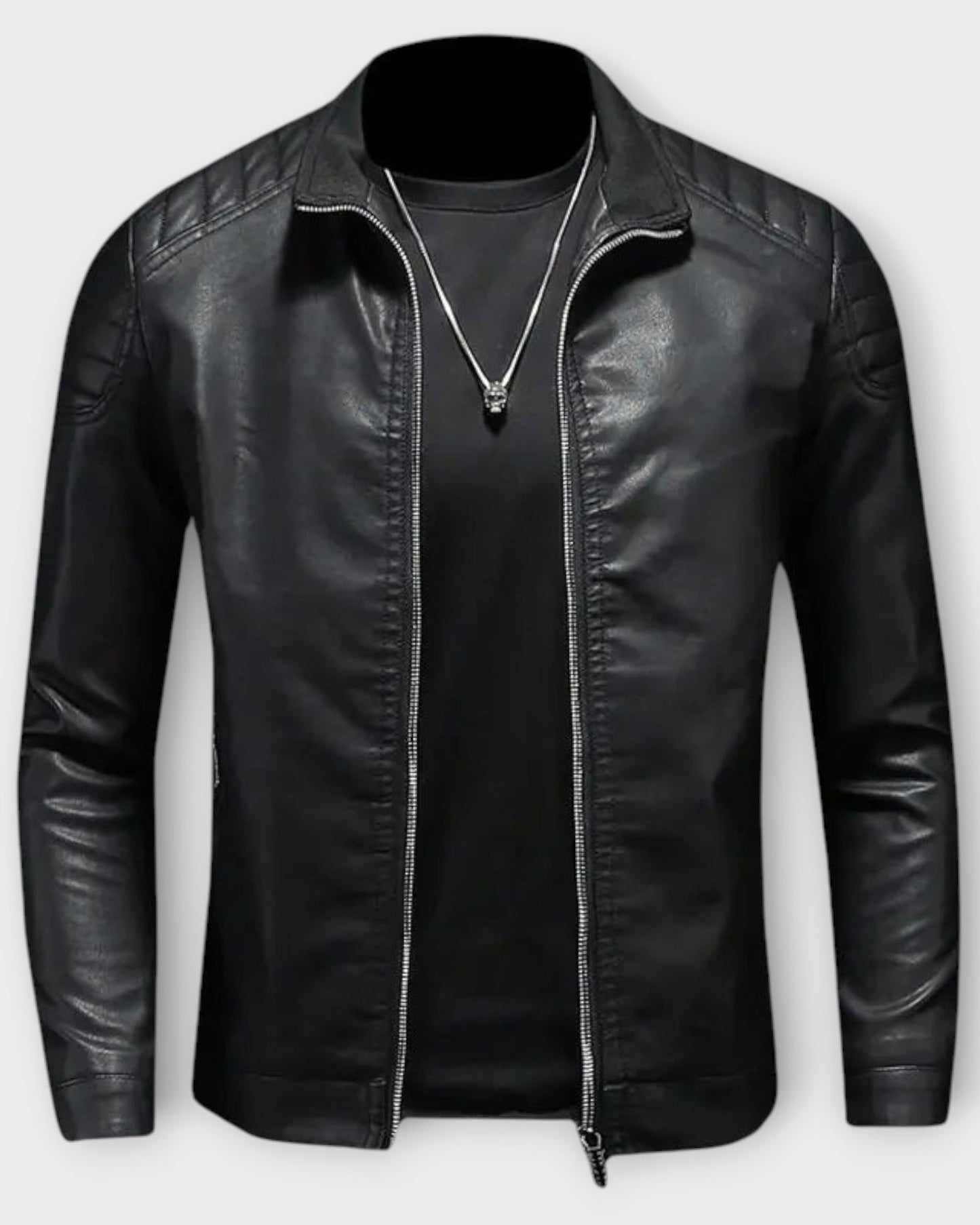 FABIÁN | Chaqueta de cuero con cuello alto