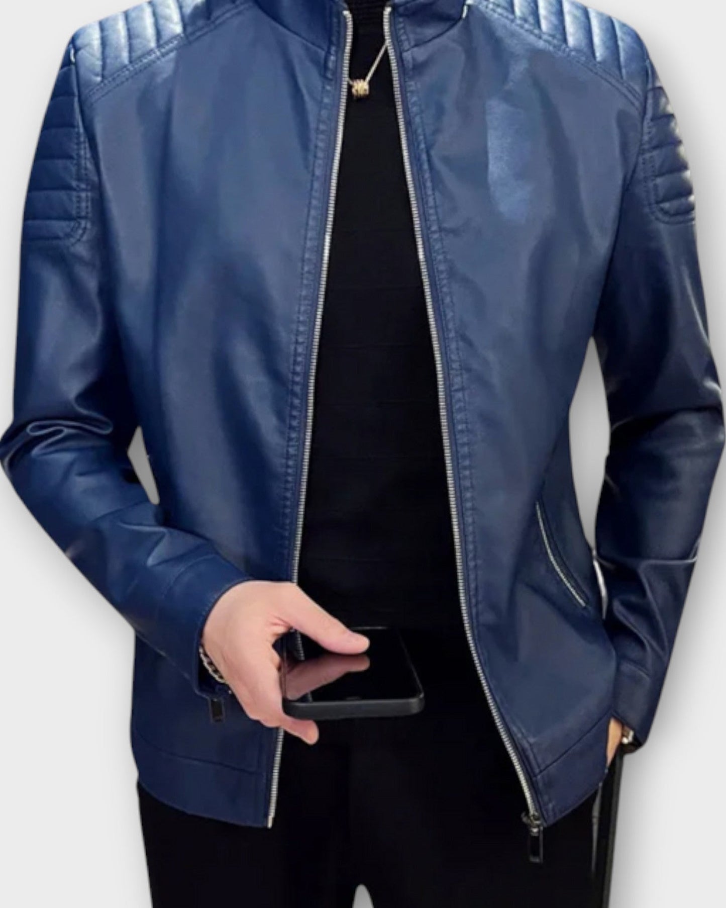 FABIÁN | Chaqueta de cuero con cuello alto