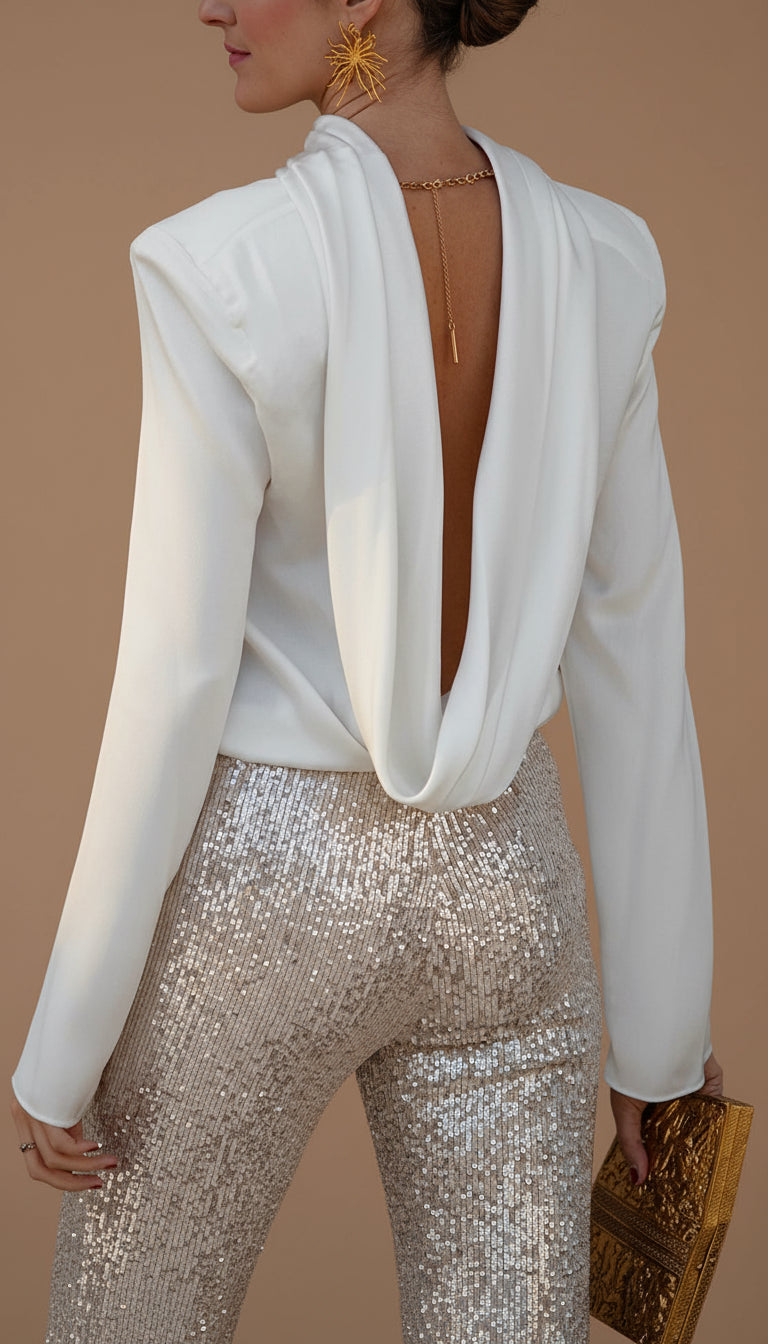 Blusa Elea – Satén & Cadena Elegante