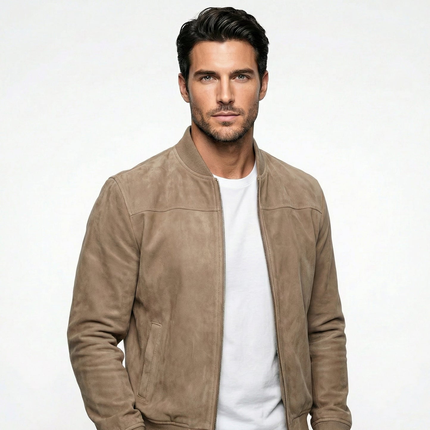 Elegante chaqueta de ante