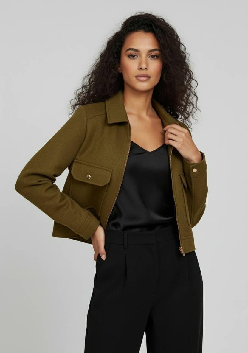 Chaqueta Moderna Corta con Cremallera