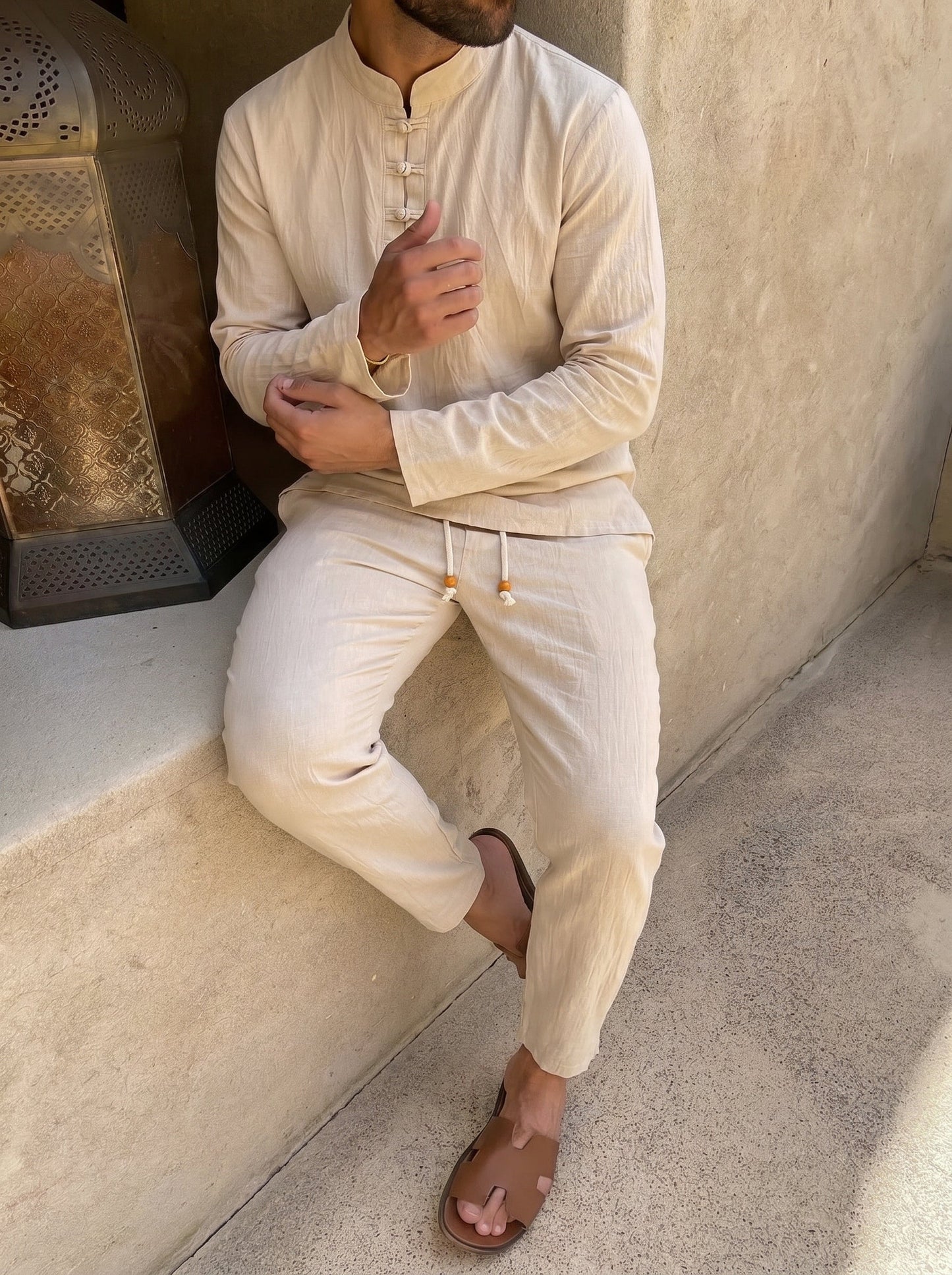 SANLÚCAR - Conjunto estilo chino de lino