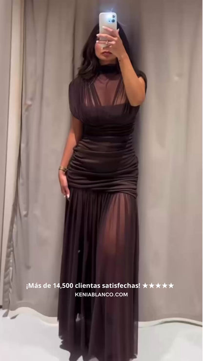 Goi - Vestido largo drapeado de diseño
