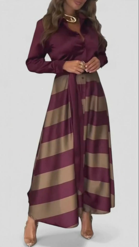 Vestido Rioja - Vestido Camisero Largo a Rayas con Cinturón