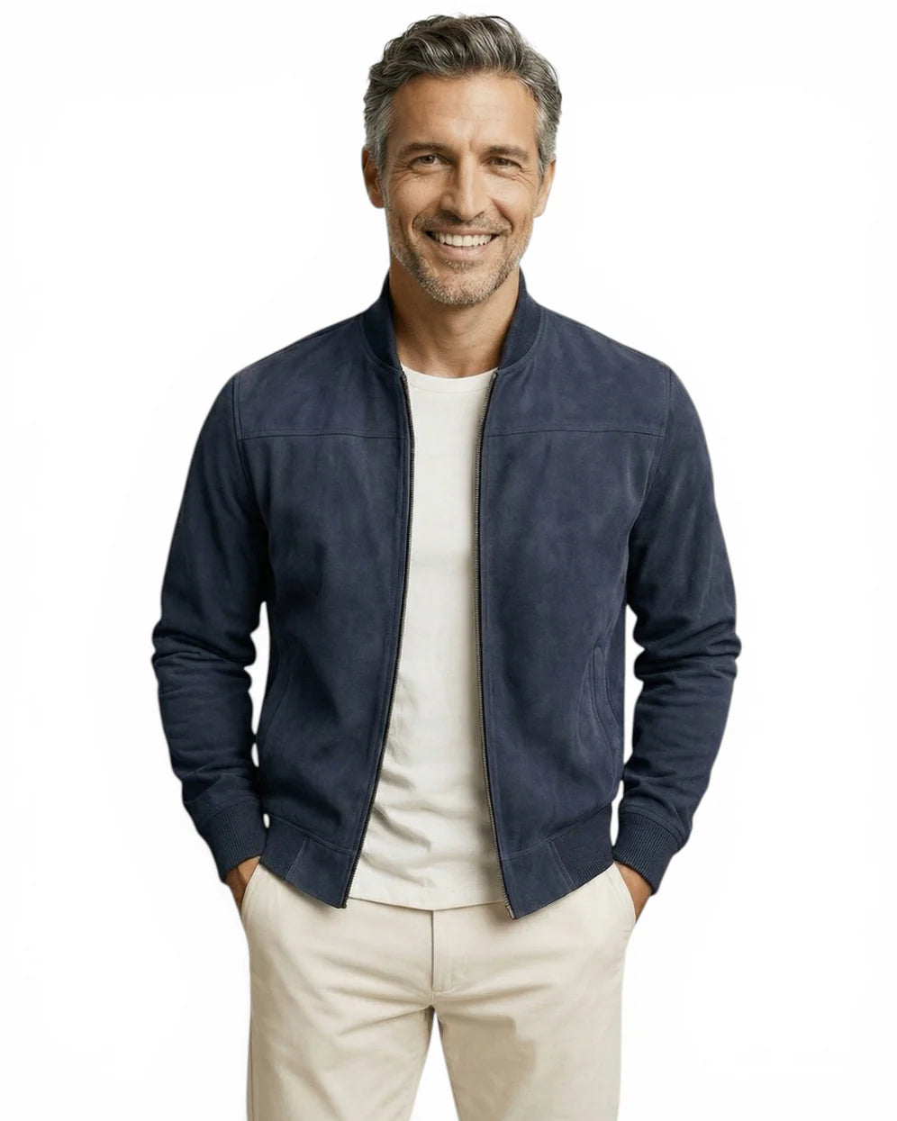 Elegante chaqueta de ante