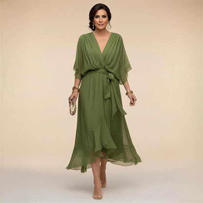 MARTA™ | VESTIDO DE CHIFFON CON ESCOTE EN V