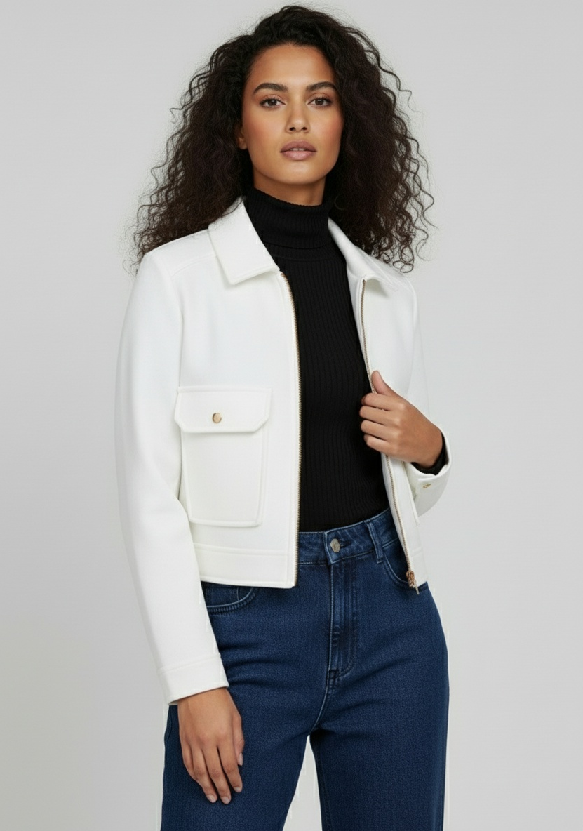 Chaqueta Moderna Corta con Cremallera