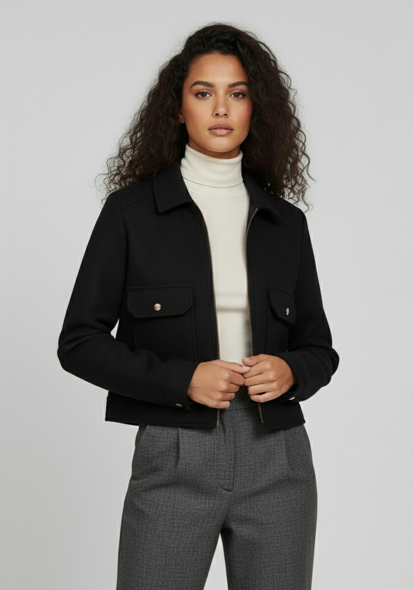 Chaqueta Moderna Corta con Cremallera